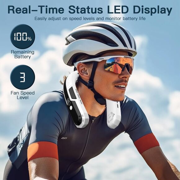 WXX Portable Neck Fan, Rechargeable 360° Cooling Personal Fan, Foldable Quiet We - Picture 2 of 5